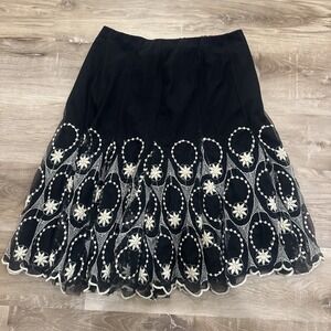 Style and Co‎ Embroidered Net MIDI Skirt Size Med Goth Whimsical Witchy Boho